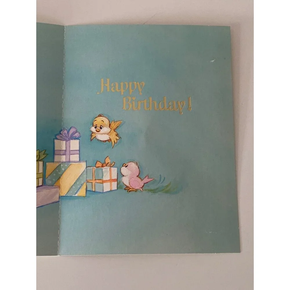 2 VTG American Greetings Cards CAREBEARS Forget Me Not Happy Birthday